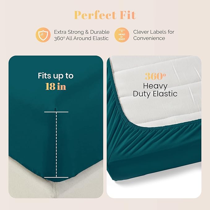 Cooling Bed Sheet Set - Queen - 16 in Deep Pocket - 4 Piece