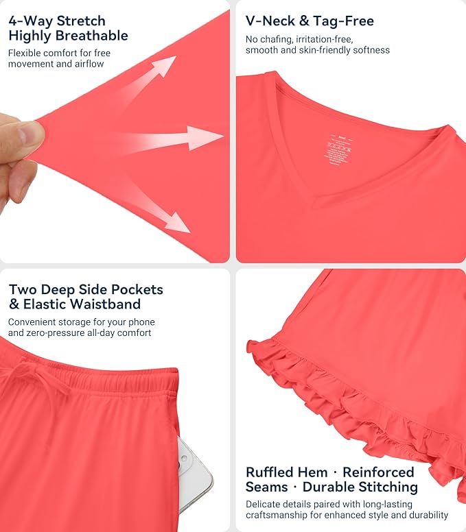 Bamboo Cooling Shorts Pajama Set - Short Sleeve - 2 Piece