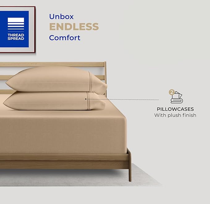100% Cotton Cooling Pillowcase Set - Queen - 2 Piece