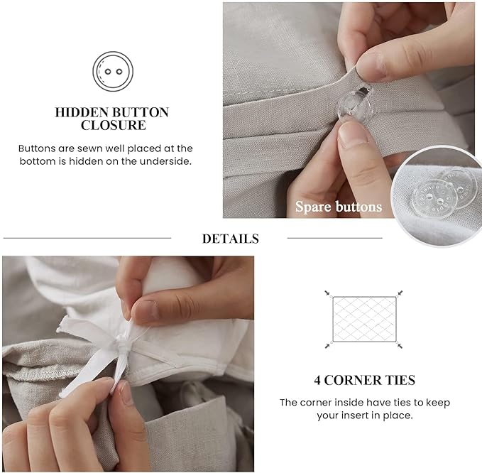 Linen Duvet Cover Set - King - 3 Piece
