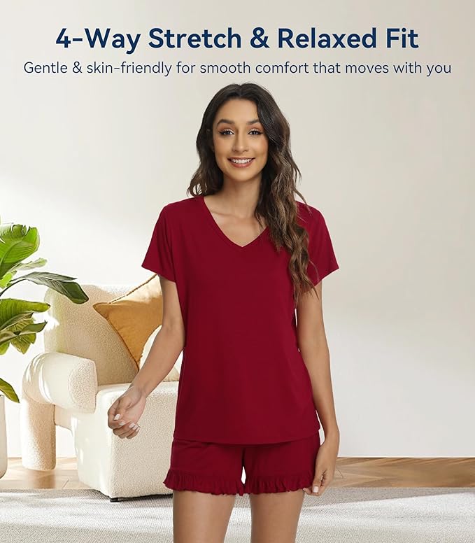Bamboo Cooling Shorts Pajama Set - Short Sleeve - 2 Piece