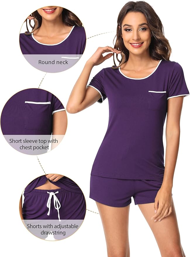 Women's Bamboo Cooling Pajama Set - Short Sleeve - 2 Piece