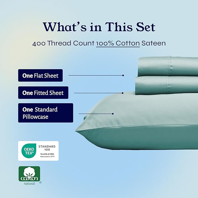 100% Cotton Bed Sheet Set - Twin XL - 3 Piece