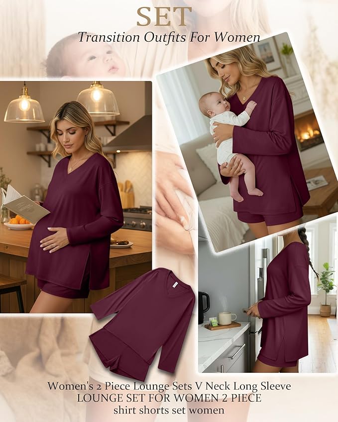 Women's Shorts Pajama Set - Long Sleeve - 2 Piece