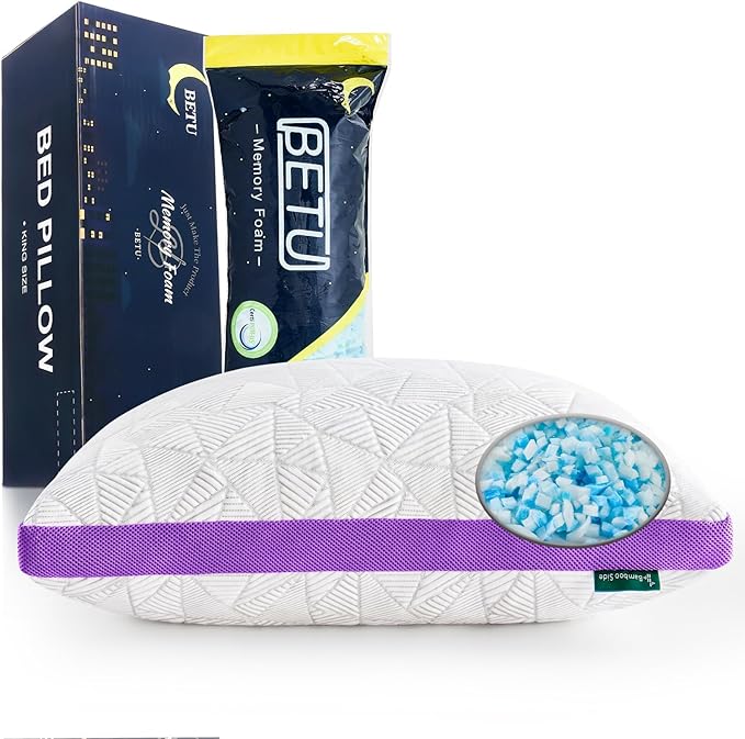 Memory Foam Cooling Bed Pillow - King - 2 Piece