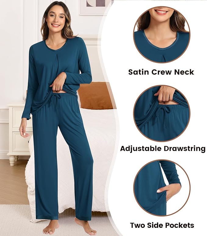 Women's Bamboo Pants Pajama Set - Long Sleeve - 2 Piece