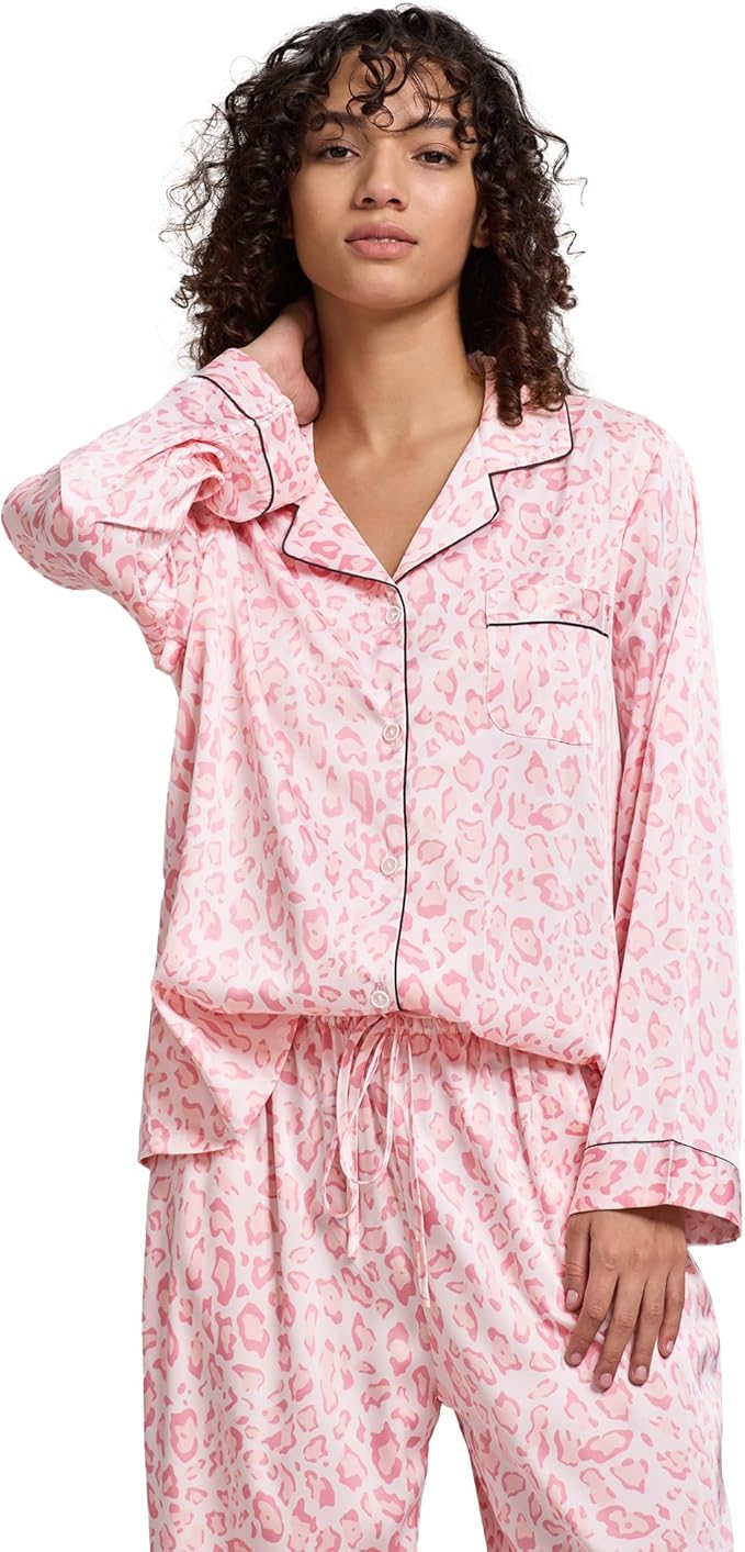Satin Pajama Set - Long Sleeve - 2 Piece