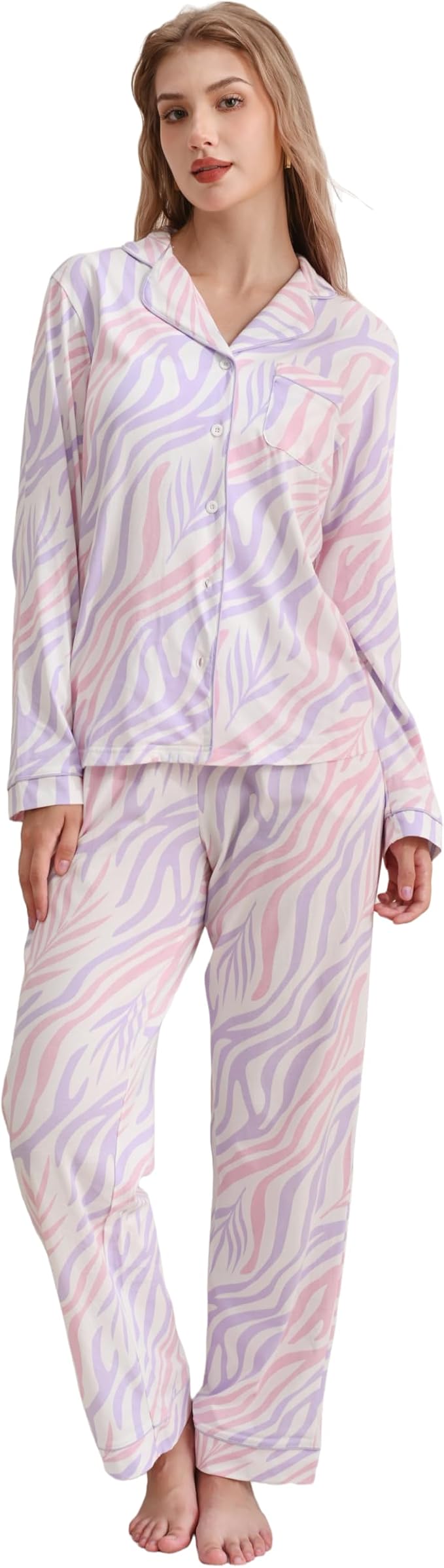 Women's 100% Cotton Pajama Set - Long Sleeve