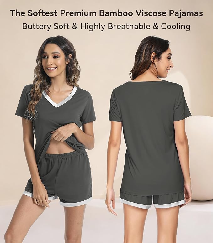 Women's Bamboo Cooling Pajama Set - Short Sleeve - 2 Piece