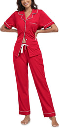 Women's 100% Cotton Pants Pajama Set - Short Sleeve - 2 Piece