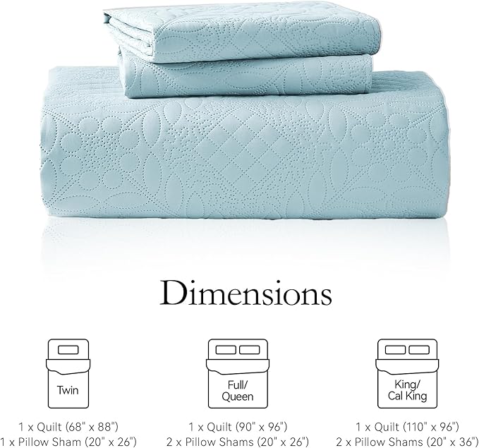 Microfiber Quilt Set - King - 3 Piece