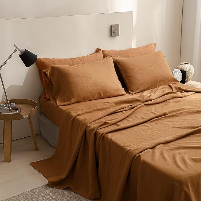 Linen Bed Sheet Set - King - 6 Piece