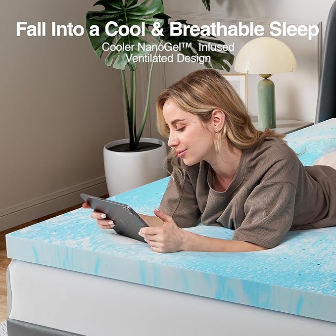 Memory Foam Cooling Mattress Topper - King