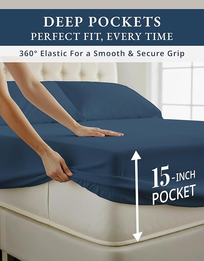Bed Sheet Set - Queen - 15 in Deep Pocket - 4 Piece