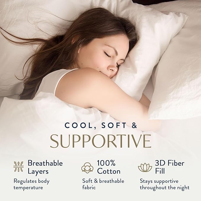 100% Cotton Cooling Bed Pillow - Standard - 2 Piece