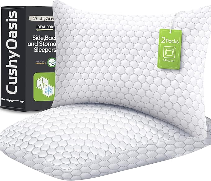 Memory Foam Cooling Bed Pillow - King - 2 Piece