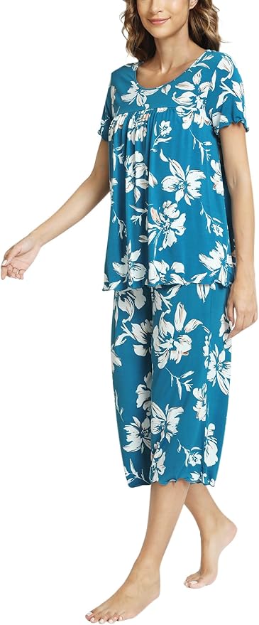 Bamboo Capri Pajama Set - Short Sleeve - 2 Piece