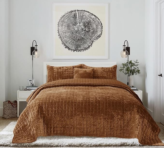 Velvet Quilt Set - King - 3 Piece
