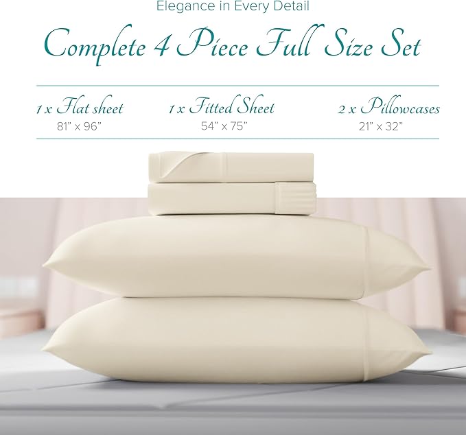 Linen Cooling Bed Sheet Set - Full - 16 in Deep Pocket - 4 Piece