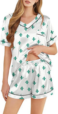 Women's Satin Pajama Set - Short Sleeve - 2 Piece