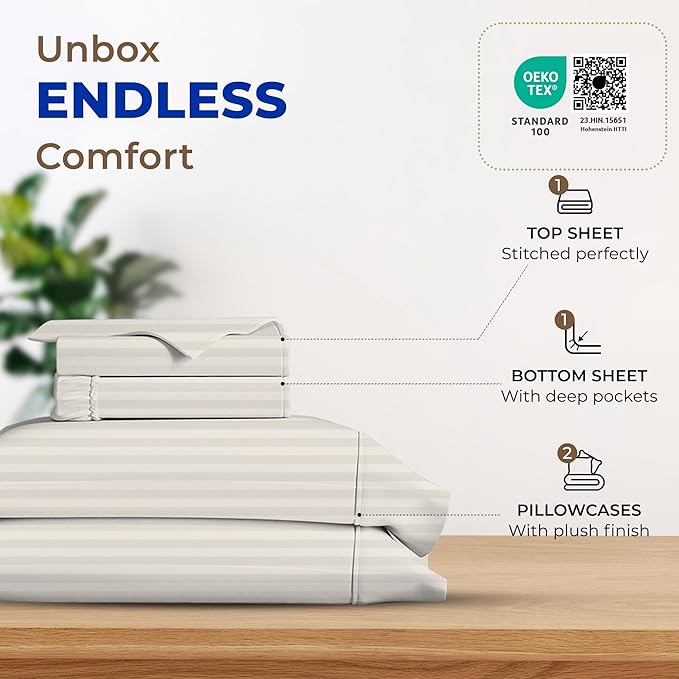 Cooling Bed Sheet Set - King - 18 in Deep Pocket - 4 Piece