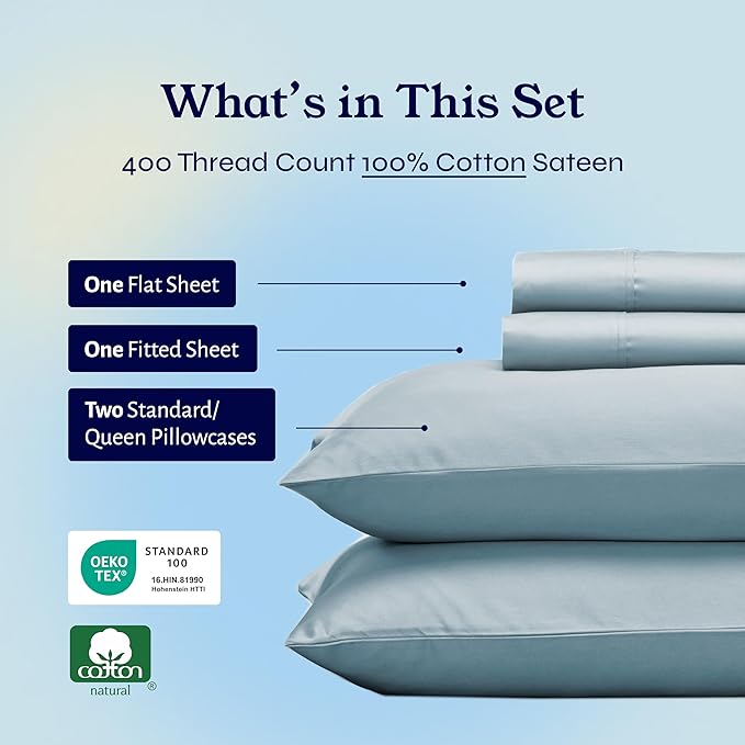 100% Cotton Bed Sheet Set - Queen - 4 Piece
