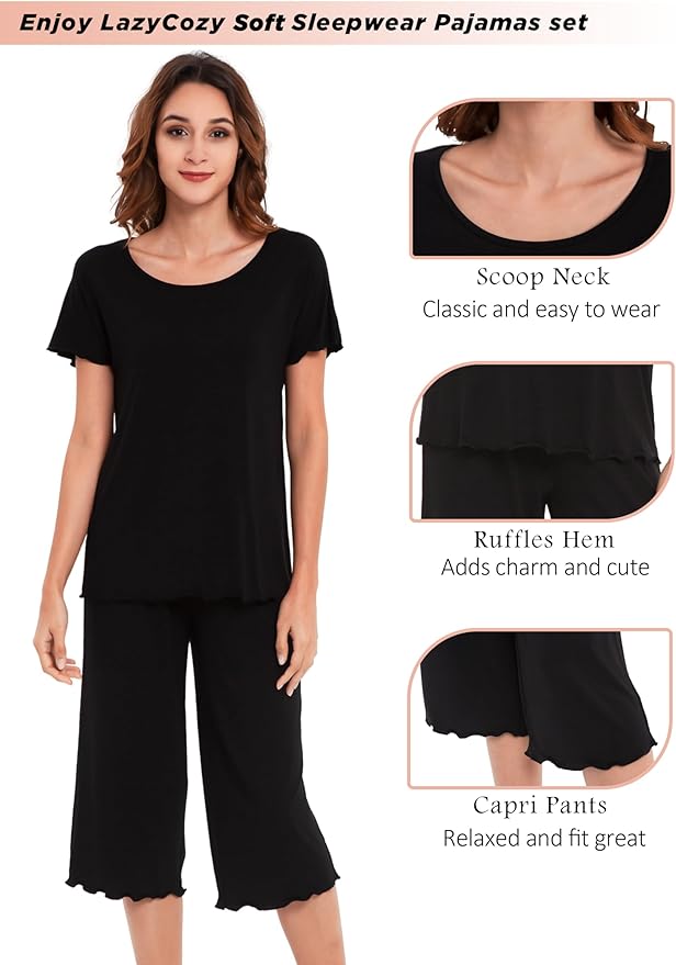 Bamboo Capri Pajama Set - Short Sleeve - 2 Piece