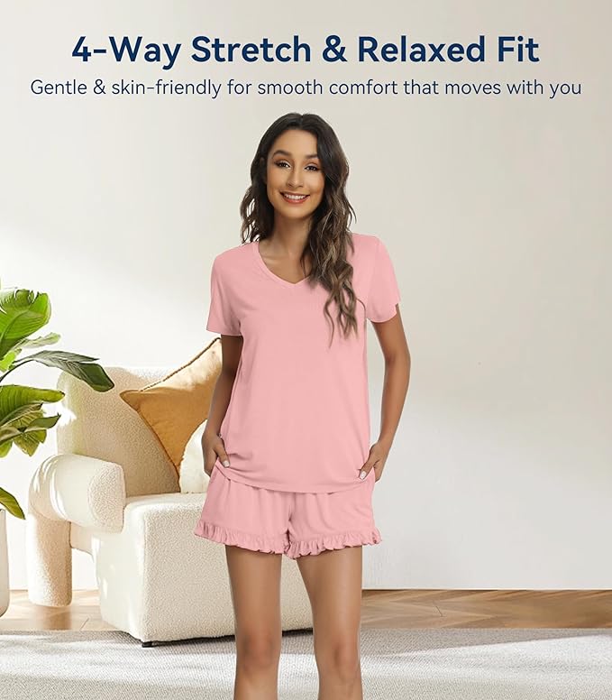 Bamboo Cooling Shorts Pajama Set - Short Sleeve - 2 Piece