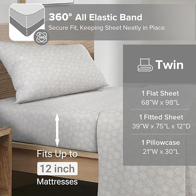 Flannel Bed Sheet Set - Twin - 3 Piece