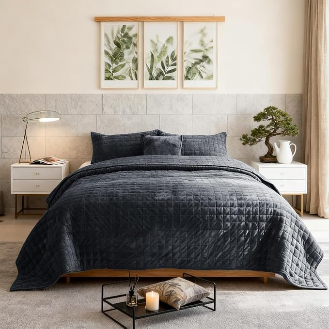 Velvet Quilt Set - King - 3 Piece