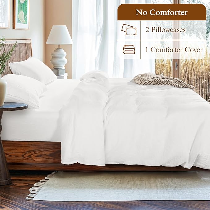 Linen Duvet Cover Set - California King - 3 Piece