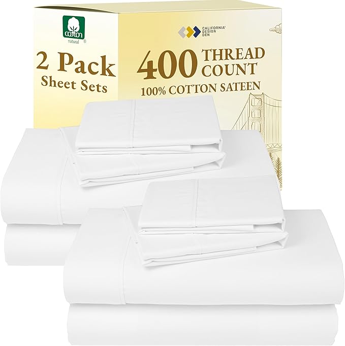 100% Cotton Bed Sheet Set - Full - 2 Pack