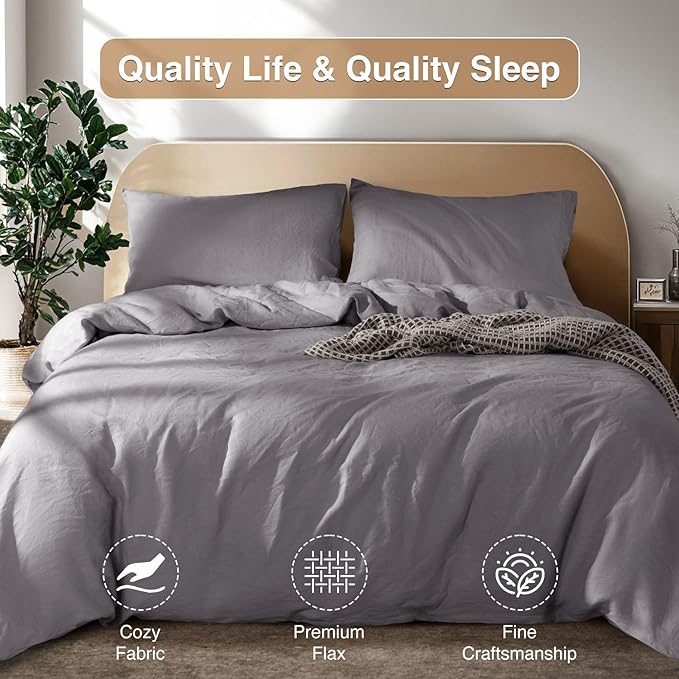 Linen Duvet Cover Set - King - 3 Piece