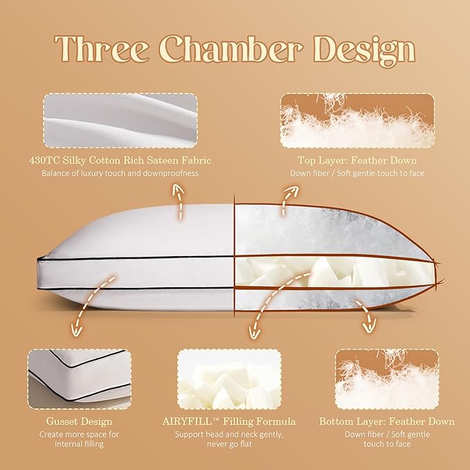 Bed Pillow - King - 18 x 34 x 2 in - 2 Pack