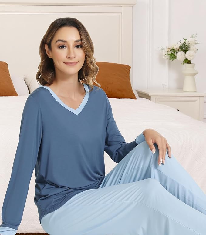 Women's Bamboo Pants Pajama Set - Long Sleeve - 2 Piece