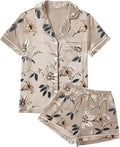 Satin Pajama Set - Short Sleeve - 4 Piece