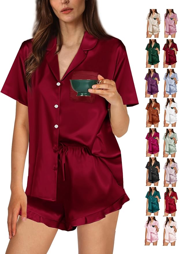 Women's Satin Pajama Set - 2 Piece