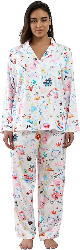 Satin Pajama Set - Long Sleeve - 2 Piece