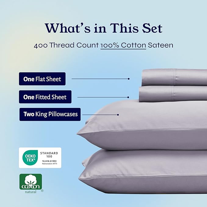 100% Cotton Bed Sheet Set - King - 4 Piece