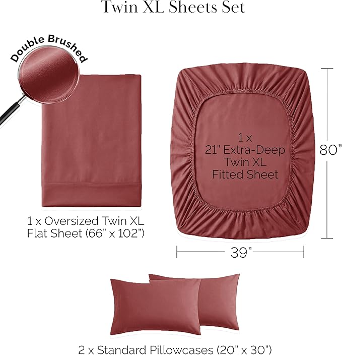 Bed Sheet Set - Twin XL - 4 Piece