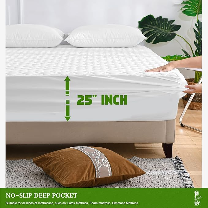Bamboo Waterproof Mattress Pad - Queen