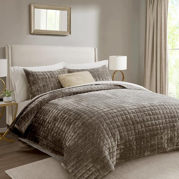 Velvet Bedspreads Coverlets Set - King