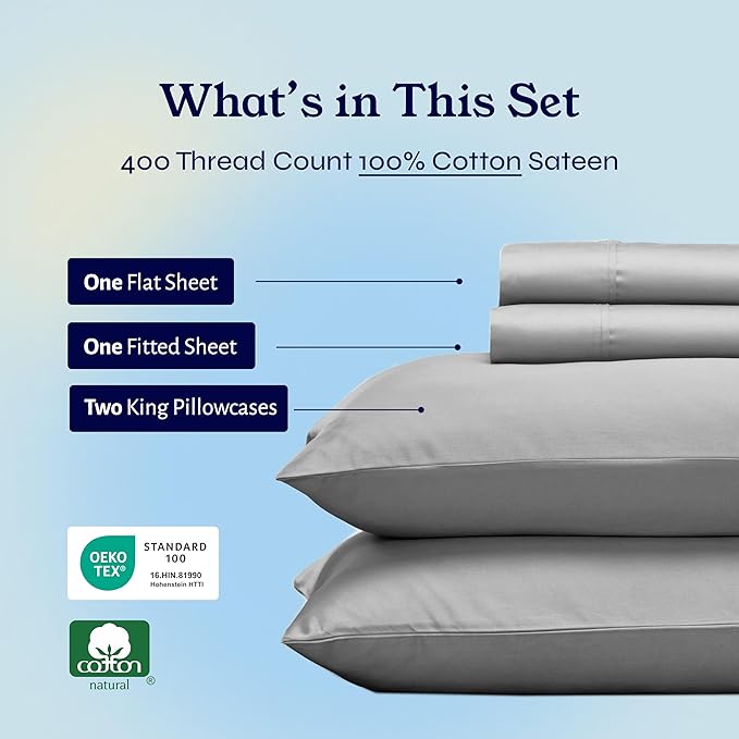 100% Cotton Bed Sheet Set - King - 4 Piece
