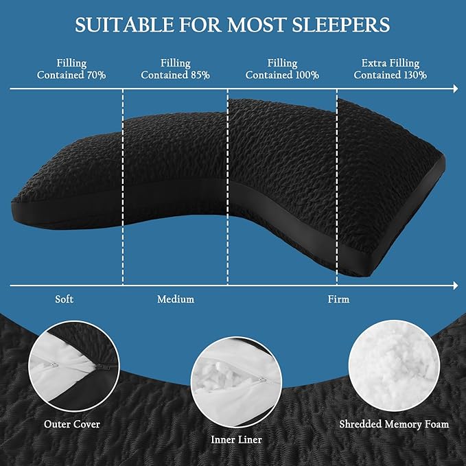 Memory Foam Cooling Bed Pillow - Standard