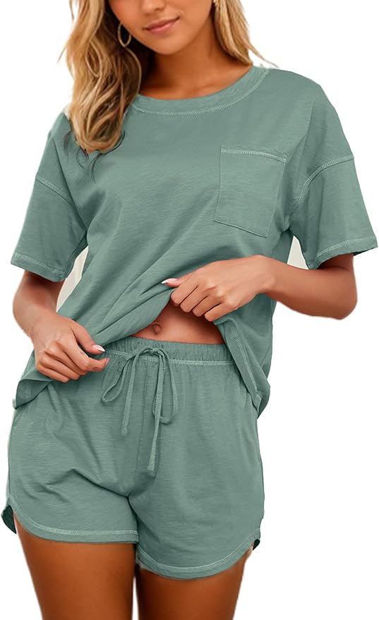 Women's 100% Cotton Shorts Pajama Set - Short Sleeve - 2 Piece