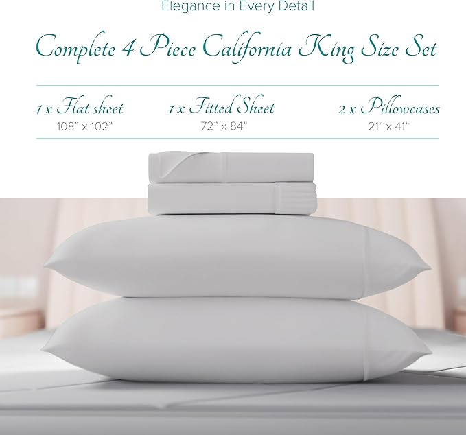 Linen Cooling Bed Sheet Set - California King - 16 in Deep Pocket - 4 Piece