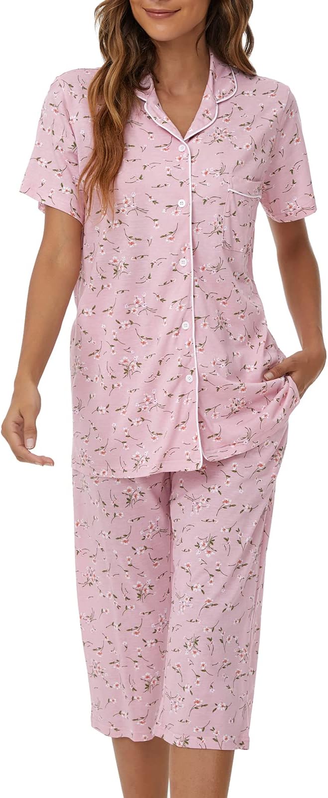 Capri Pajama Set - Short Sleeve - 2 Piece