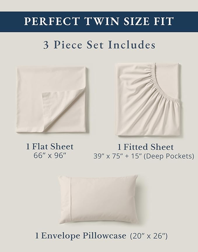 Linen Bed Sheet Set - Twin - 3 Piece
