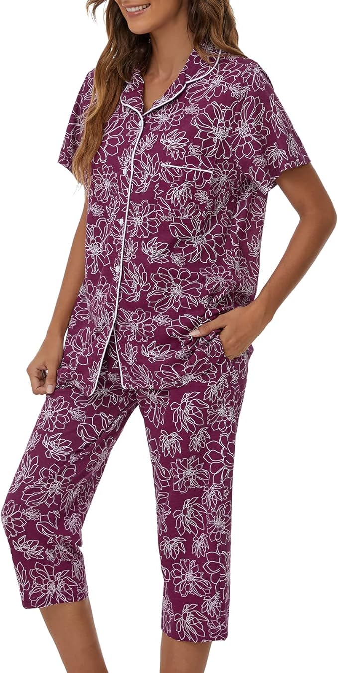Capri Pajama Set - Short Sleeve - 2 Piece