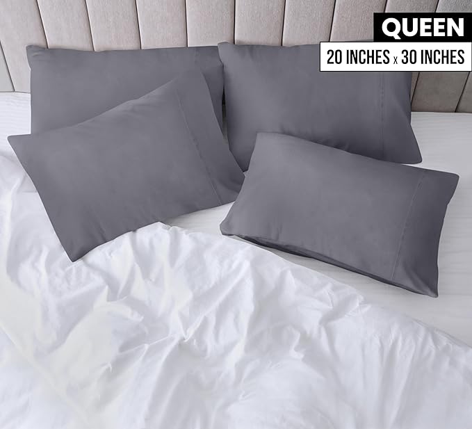 Microfiber Pillowcase Set - Queen - 20 x 30 in - 4 Pack